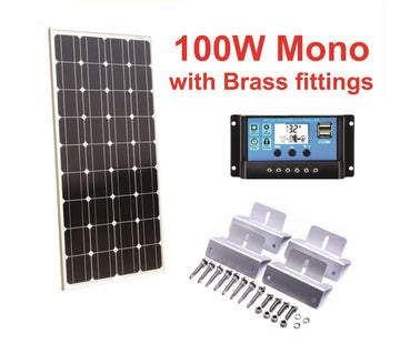 Solar Panel 100 Watt 12-18 Volt  Monocrystalline Controller Z with Brackets Cables