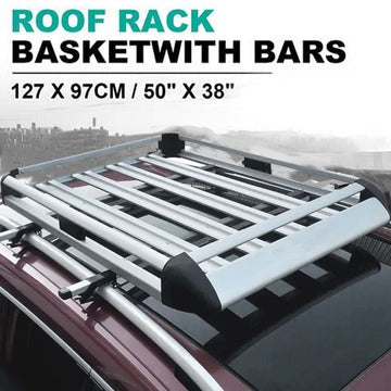 Universal Roof Rack Basket Car Top Luggage - 3 Sizes 127cm x 90cm   140 cm x 96cm   160 x 100cm ( Black/Silver)