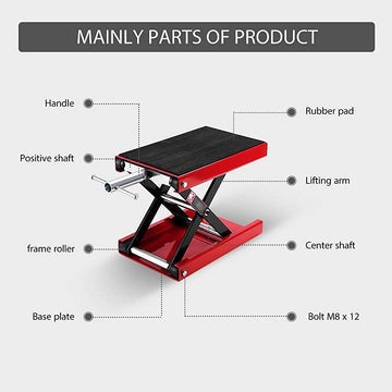 Motorcycle Scissor Lift Stand with Pad - 500kg Capacity (Red)