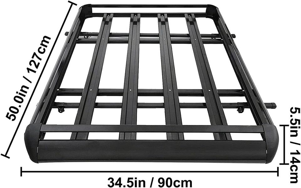 Universal Roof Rack Basket Car Top Luggage - 3 Sizes 127cm x 90cm   140 cm x 96cm   160 x 100cm ( Black/Silver)