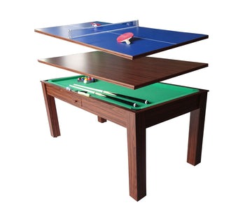 Deluxe 6FT 3 in 1 Pool Table, Table Tennis And Dining Table