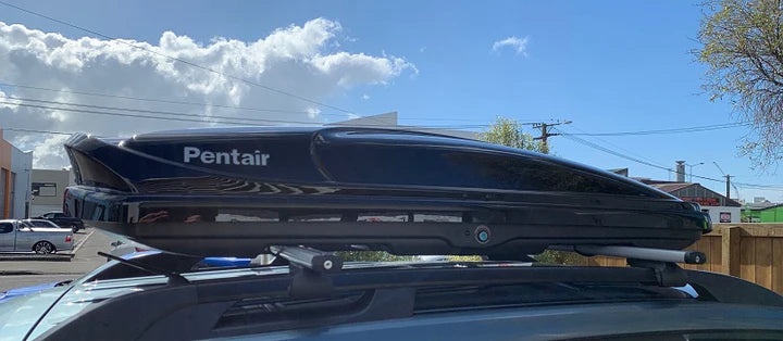 New Design PENTAIR Roof Box 420L--Universal Clamps Will Fit All Size Roof Racks - Free Delivery to Melbourne Metro.